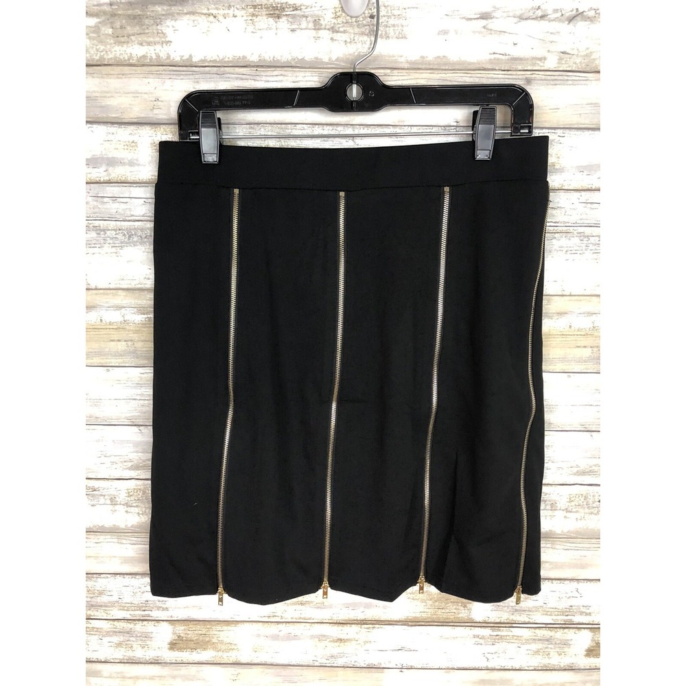 TOV Los‎ Angeles Womens Black Gold Zipper  Skirt UK 44, US 14